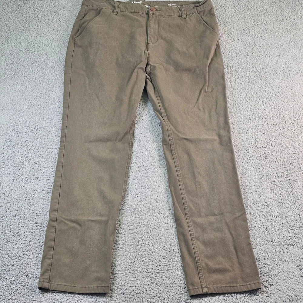 Mugsy Pants Mens 38x32 Green Olives Chino Stretch Denim Casual Office K4PNOL